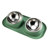 Stainless Steel Double Cat & Dog Bowl – Tilted Pet Food & Water Feeder with Non-Slip Base for Neck Safety 🐾🥣