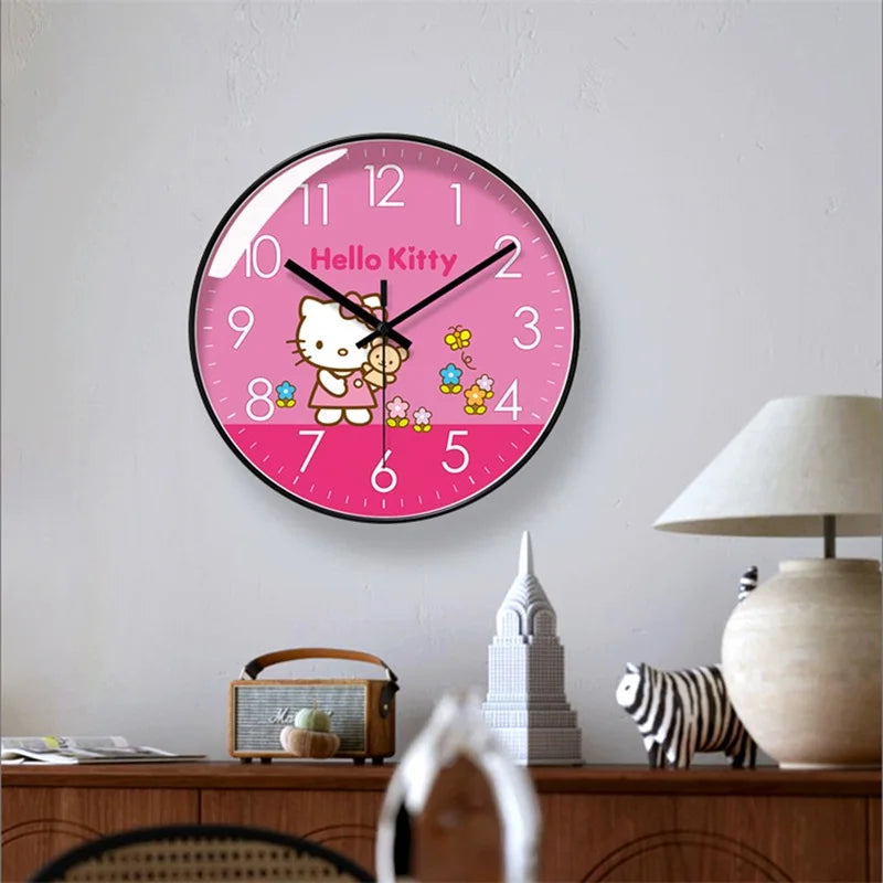 Cute Hello Kitty Wall Clock – Silent Non-Ticking Quartz Clock for Kids’ Bedroom & Nursery | Noiseless Sweep Movement
