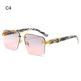 2024 Vintage Rimless Sunglasses – Oversized Square Gradient Shades with Double Bridge & UV400 Protection (Unisex)