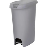 12-Gallon Slim Plastic Step-On Trash Can with Lock Lid – Gray Kitchen Bin