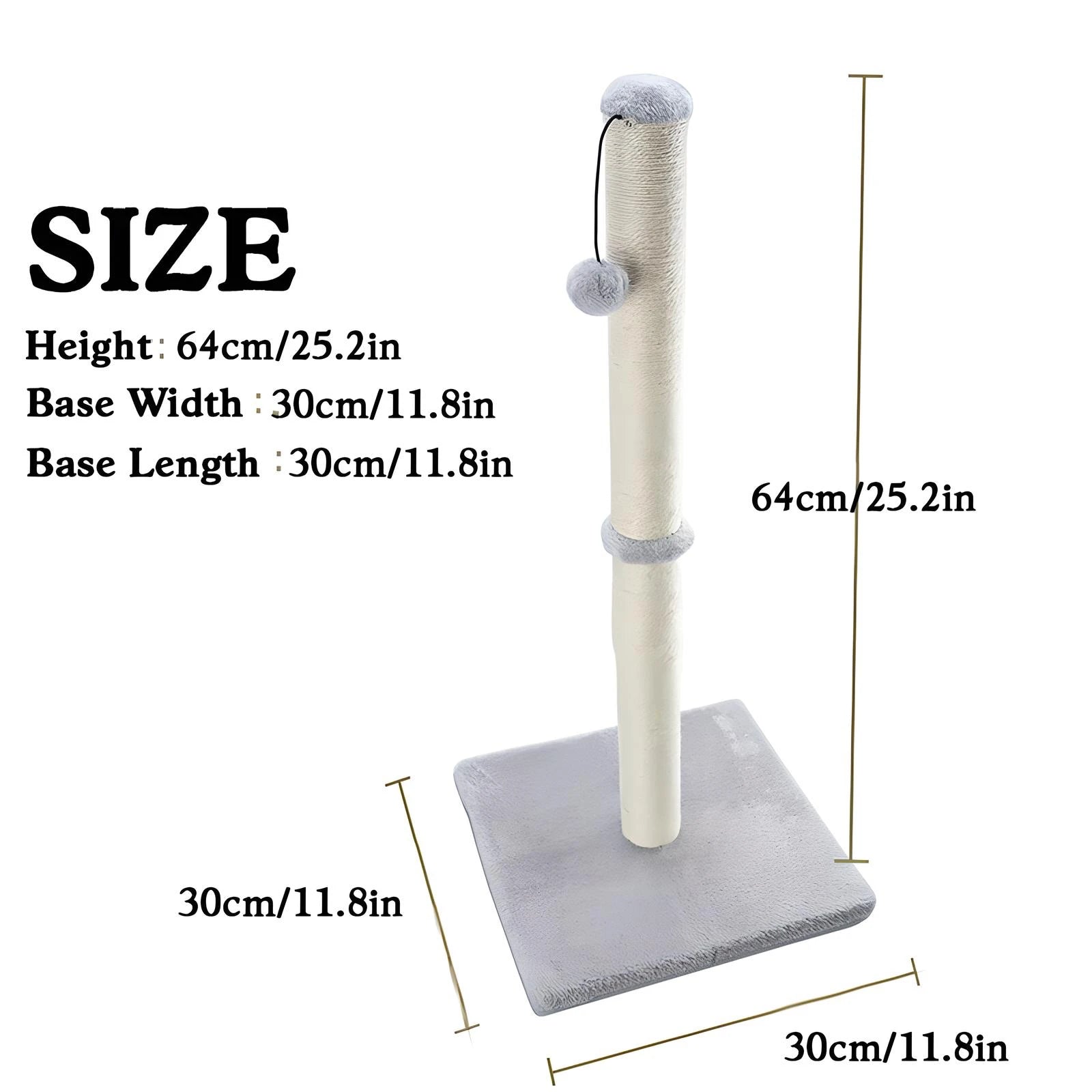 Tall Cat Scratching Post – Premium Sisal Vertical Scratcher with Dangling Ball Toy for Indoor Cats & Kittens, Durable Furniture Saver