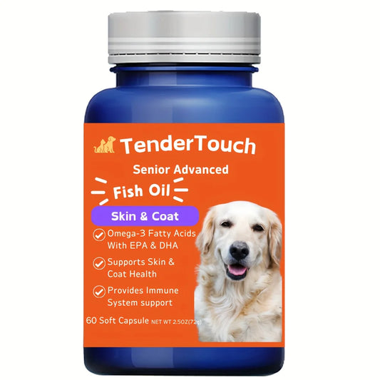 Omega-3 Fish Oil Capsules for Dogs & Cats – 60 Softgels for Shedding, Skin & Coat Health, Dry Skin Relief