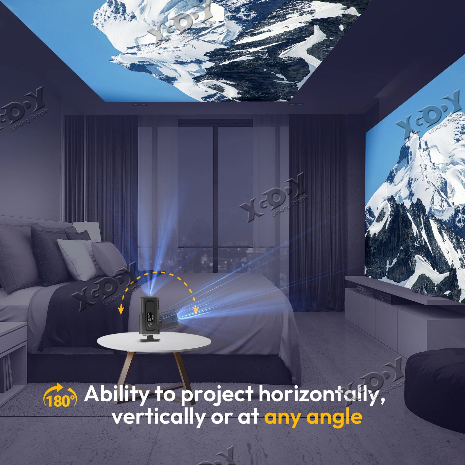 XGODY 4K Smart LED Projector – 12000L Android Home Theater with 5G WiFi, Bluetooth, HDMI & USB Connectivity