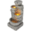 33.25″ Cascading Bowls & Stacked Stones LED Outdoor Water Fountain