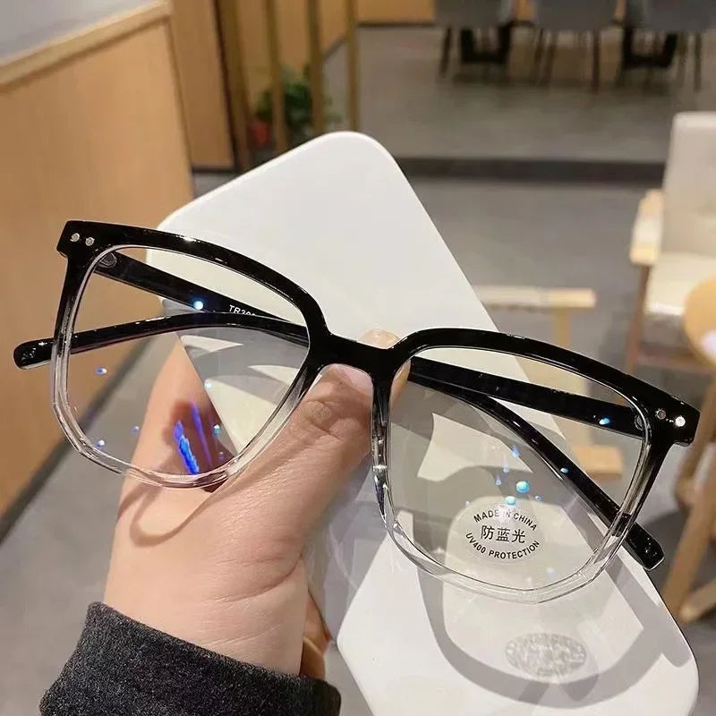 Light Frame Anti-Blue Light Glasses – Transparent Black Square Eyewear for Women & Men, Lightweight Optical Spectacle for Eye Protection