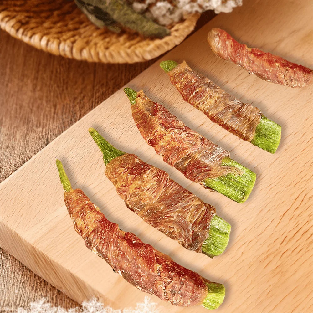 Chicken Wrapped Okra Dog Treats – All-Natural, Healthy & Easily Digestible Snacks (200g / 400g Packs)