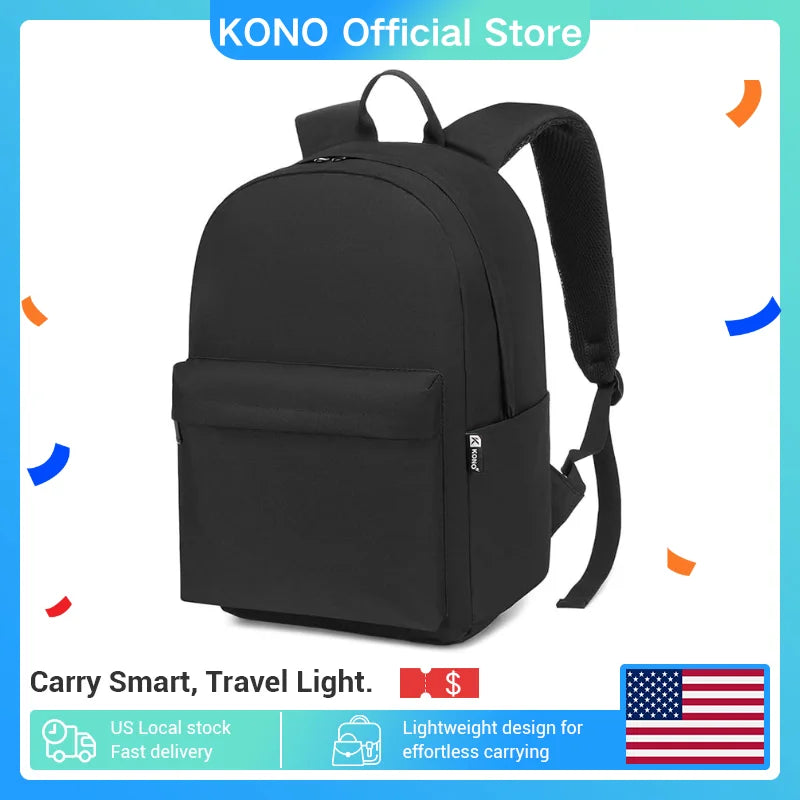 KONO Lightweight School Backpack – Casual Daypack for Girls & Boys | Travel-Friendly Bookbag for Men & Women