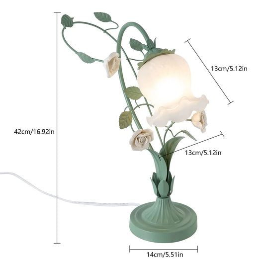 🌸 Modern Bedside Flower Glass Table Lamp – Stained Glass Reading Lamp for Nightstand & Desk with Switch Control