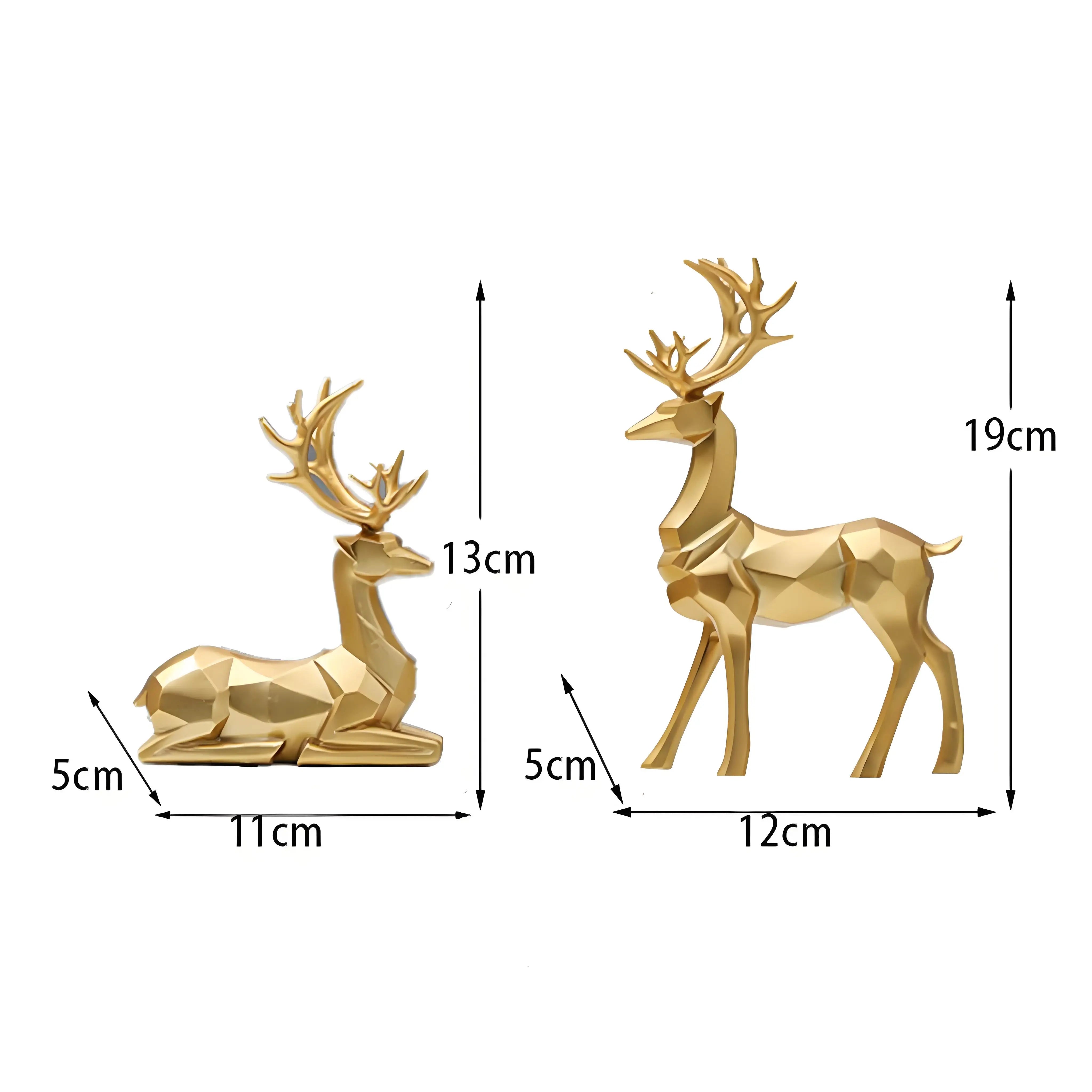 2PCS Christmas Reindeer Figurines – Nordic Style Deer Ornaments for Fireplace, Desk, Bedroom & Holiday Décor