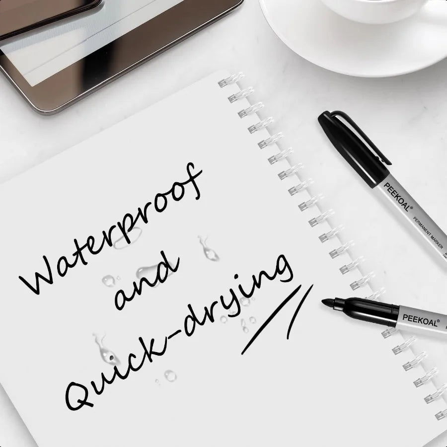 8-Pack Black Permanent Markers – Fine-Tip, Quick-Dry, Water-Resistant Ink Pens for Office & School ✍️