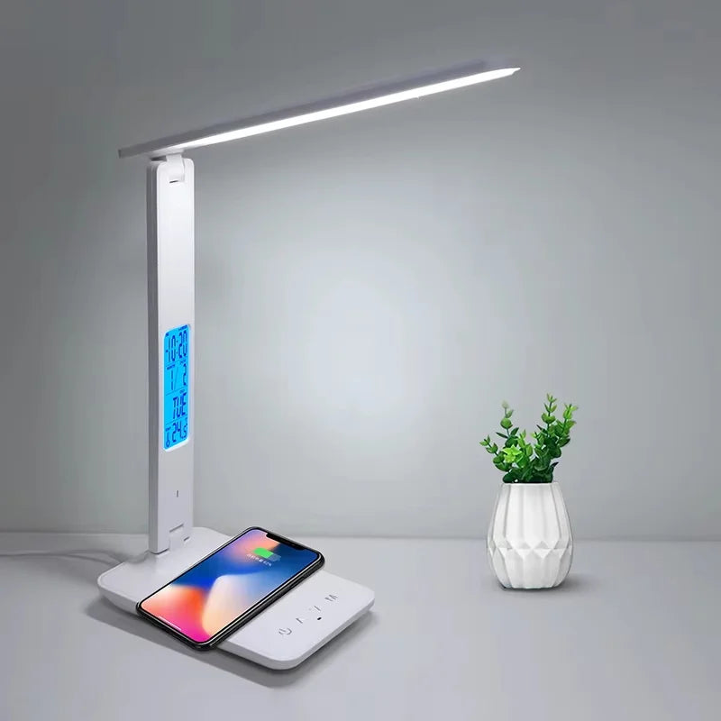 💡 LAOPAO 10W Qi Wireless Charging LED Desk Lamp – Dimmable Sliding Control, USB Port, Auto Timer & Night Light