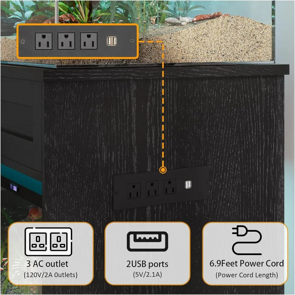 55 Gallon Fish Tank Stand – Durable Aquarium Stand with Drawer & Power Outlet, Fits 55–75 Gallon Fish or Reptile Tanks