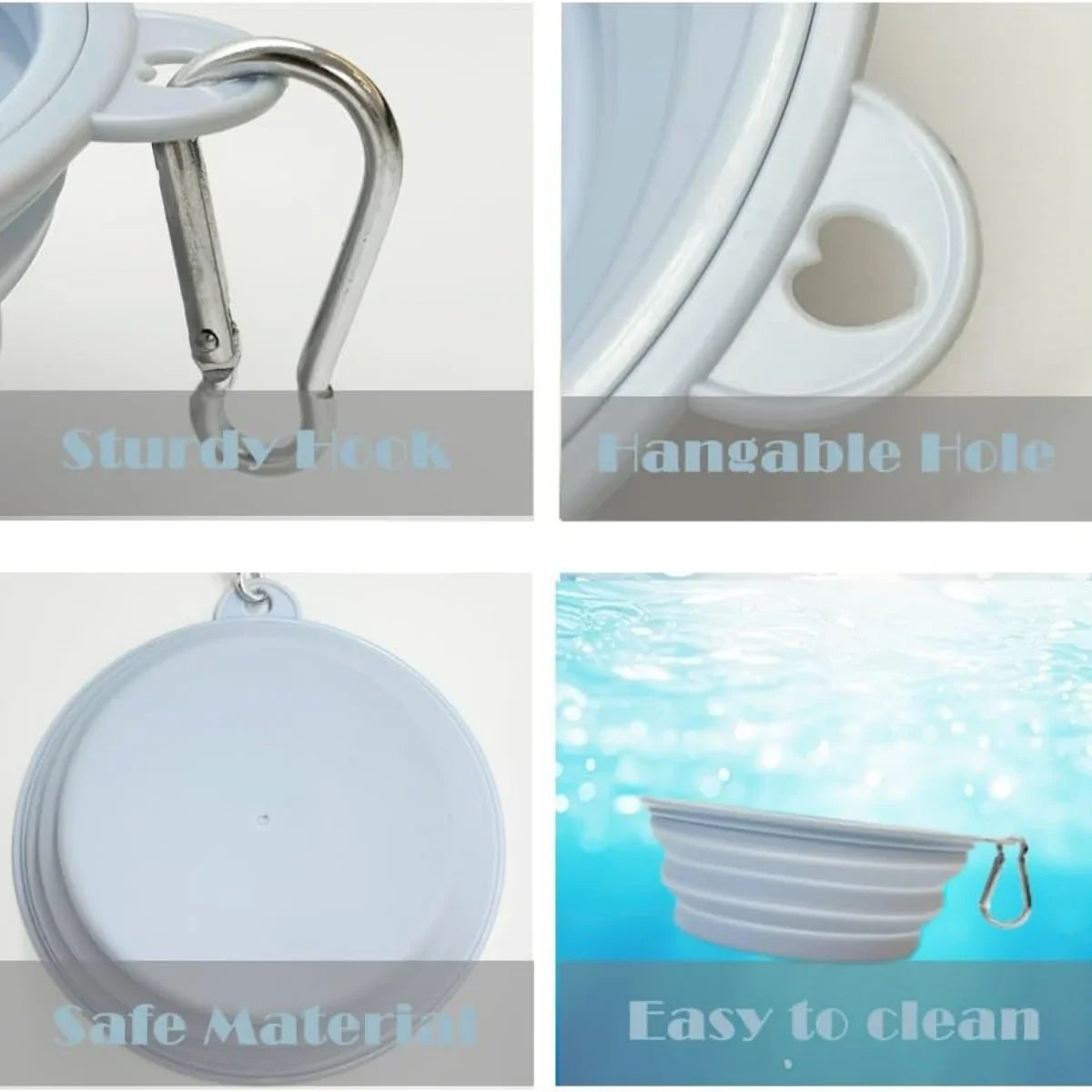 2-Pack Collapsible Pet Silicone Bowls – Portable Folding Food & Water Dishes with Carabiner for Dogs & Cats, Camping & Travel