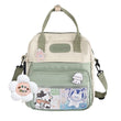Kawaii School Backpack – Casual Fashion Student Rucksack with Cute Pins for Travel, Shopping & Outdoor Use