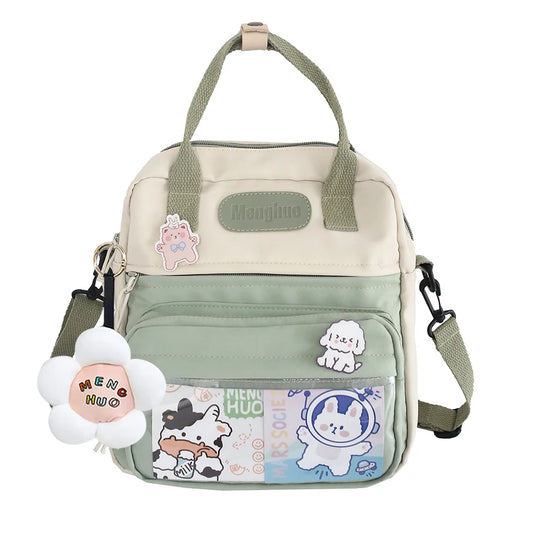 Kawaii School Backpack – Casual Fashion Student Rucksack with Cute Pins for Travel, Shopping & Outdoor Use