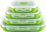 4-Pack Silicone Collapsible Lunch & Food Storage Boxes – Flat Stack Design with Lids, BPA-Free