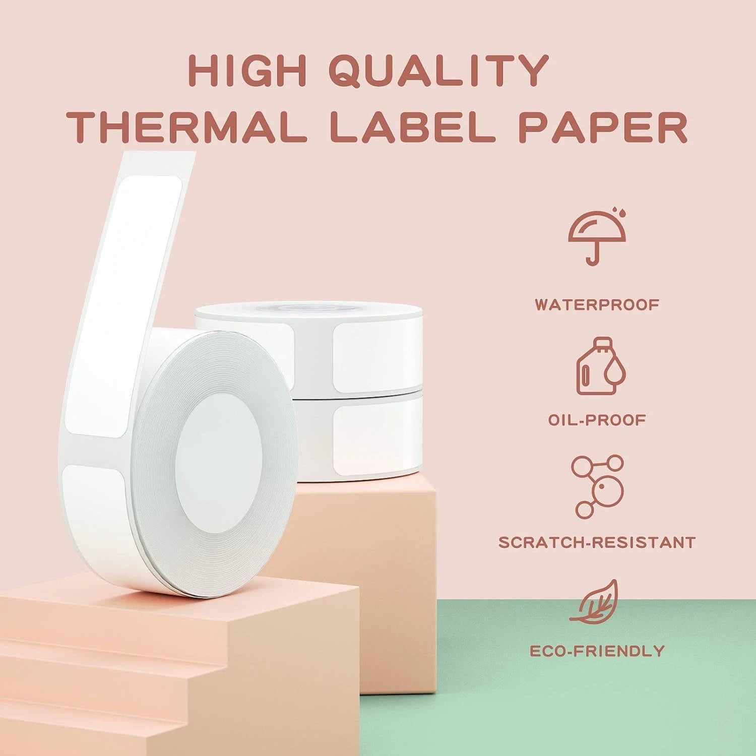 20-Pack White Adhesive Label Paper Rolls (15–50 mm) – Compatible with Marklife P15, P12, M1, Q30 & Q30S Label Printers