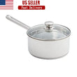 3 Quart Induction-Compatible Stainless Steel Saucepan with Straining Lid & Tri-Ply Base