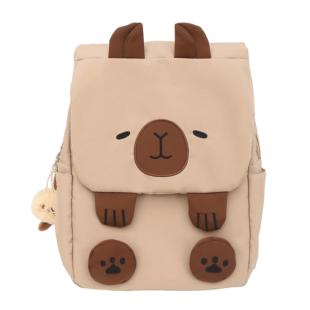 Kawaii Capybara Backpack for Women – Adjustable Strap School & Travel Bookbag with Zipper Closure