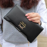 Women’s PU Leather Long Wallet – Cute Bowknot Clutch with Zipper, Multi-Card Slots, Coin Purse & Phone Holder