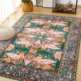 Vintage Floral Accent Area Rug – Soft Fluffy Large Carpet for Bedroom & Living Room Home Décor