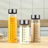 Portable Graduated Glass Water Bottle with Lid – Durable Transparent Travel Cup for Milk, Tea & Outdoor Sport