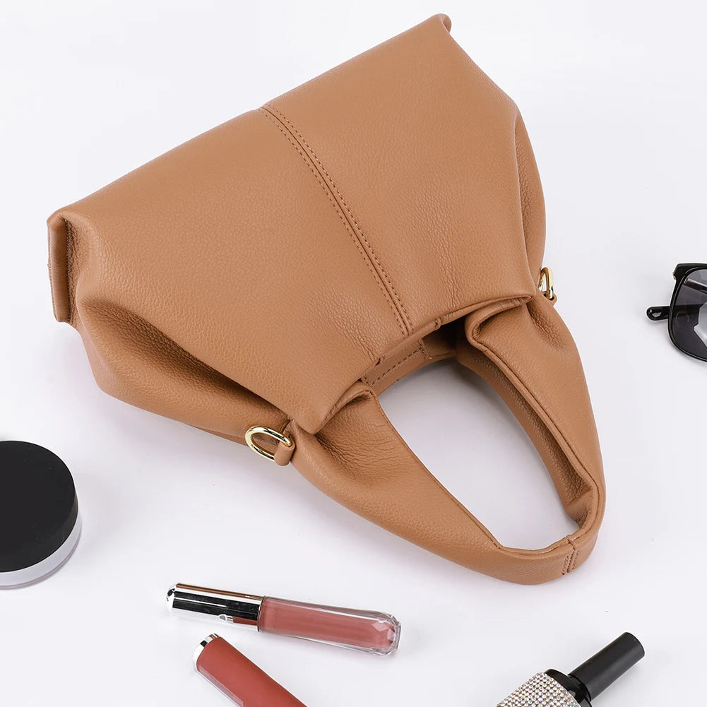 Women’s Dumpling Clutch Purse – Solid Color Retro Handbag with Removable Strap & Top Handle Crossbody Bag