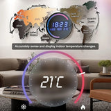 Modern LED Digital World Map Wall Clock – Large Acrylic Decorative Battery-Operated Clock for Living Room