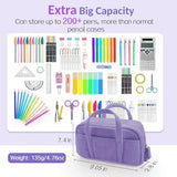 Large Soft Corduroy Zip Pencil Case – 6-Compartment Aesthetic Organizer (Purple)