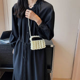 French Pearl Beaded Evening Clutch – Women’s Sweet Crossbody Bag for Weddings, Parties & Elegant Events