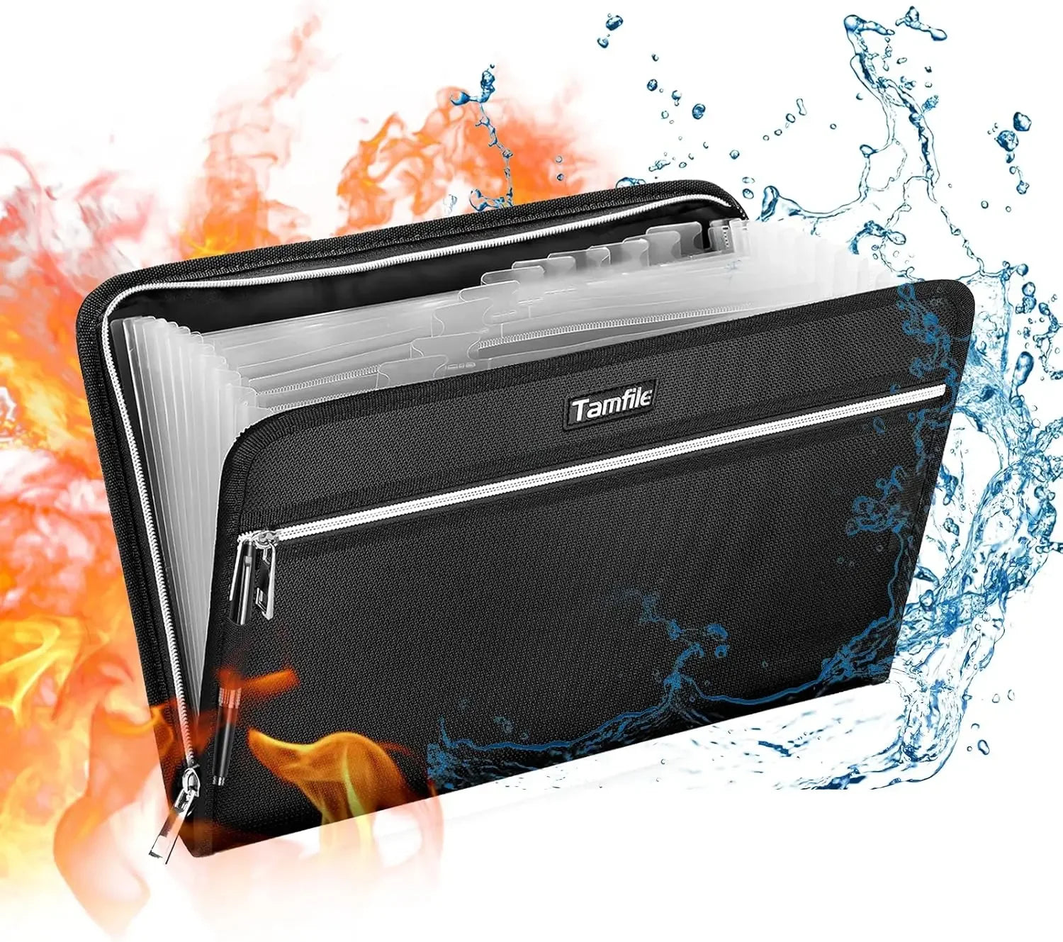 Fireproof File Organizer – 13-Compartment Expanding Folder with Zipper, Handles & Labels 🔥