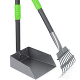 Dog Pooper Scooper Tray & Rake Set – Pet Waste Removal System with Long Adjustable Stainless Steel Handles for Easy Cleanup