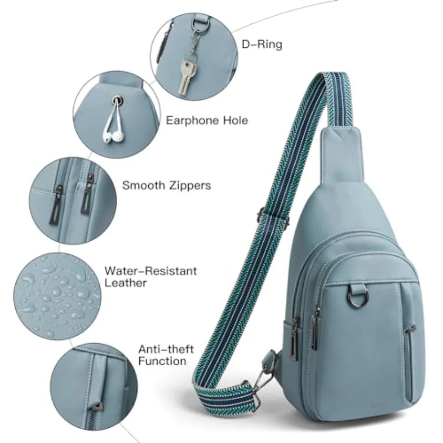 7L Leather Sling Bag for Men & Women — Anti-Theft Travel Crossbody Daypack