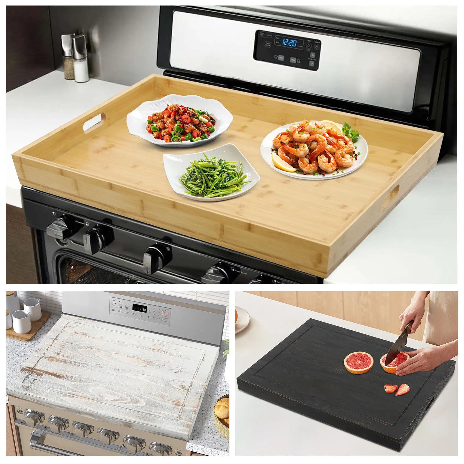 Oversized Pine Wood Noodle Board – 11.02 lbs Stovetop Cover & Large Kitchen Serving Tray 🍝🪵