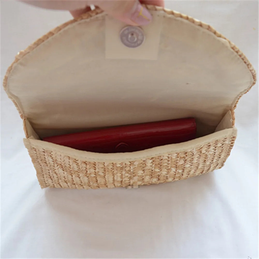 Women’s Wheat-Straw Woven Clutch Bag – Handmade Casual Handbag for Daily Use