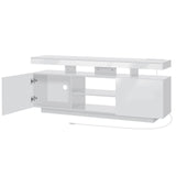 Modern LED-Light TV Stand for 55–65″ TVs – Built-in Power Outlets, Gaming & Console Storage Entertainment Center