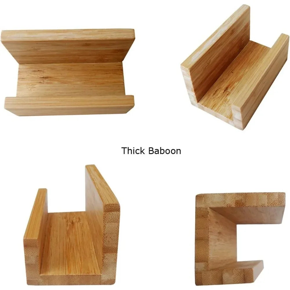 Bamboo Wooden Pen Holder & Desk Organizer – Business Card Holder Stand for Office, Home & School