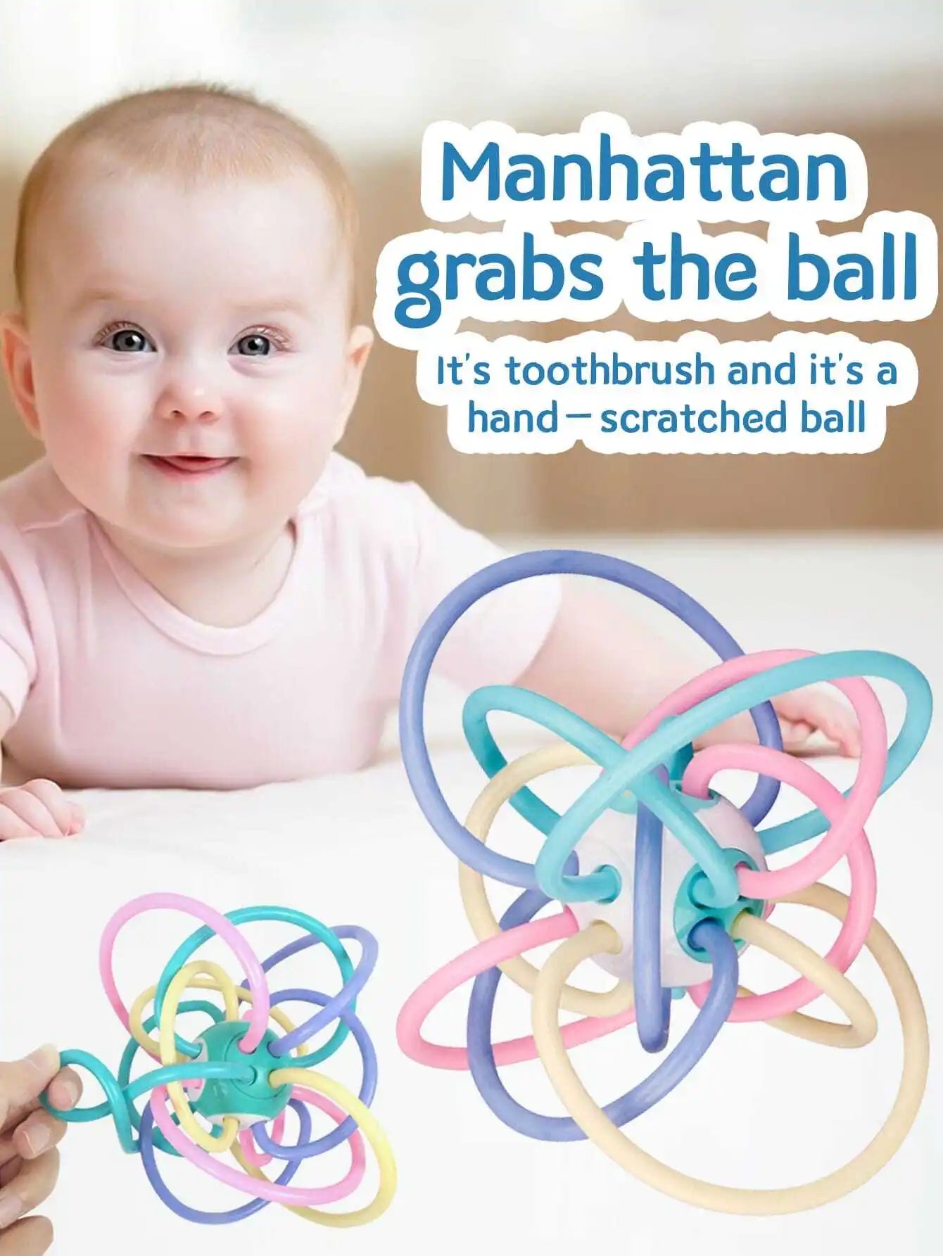 Baby Sensory Teething Ball Toy – BPA-Free Silicone Teether for Babies 0–12 Months, Developmental Sensory Toy for Gum Relief