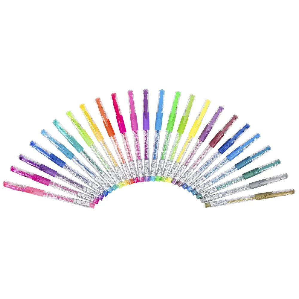 24ct Gel Pens Set – Glitter, Neon & Metallic Ink Pens with Soft Grip & Handy Clips for Note-Taking, Doodling & Creative Projects