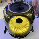 Wireless Bluetooth Smart Speaker – Transparent Glass Desktop Subwoofer with Surround Sound & Colorful Atmosphere Lights