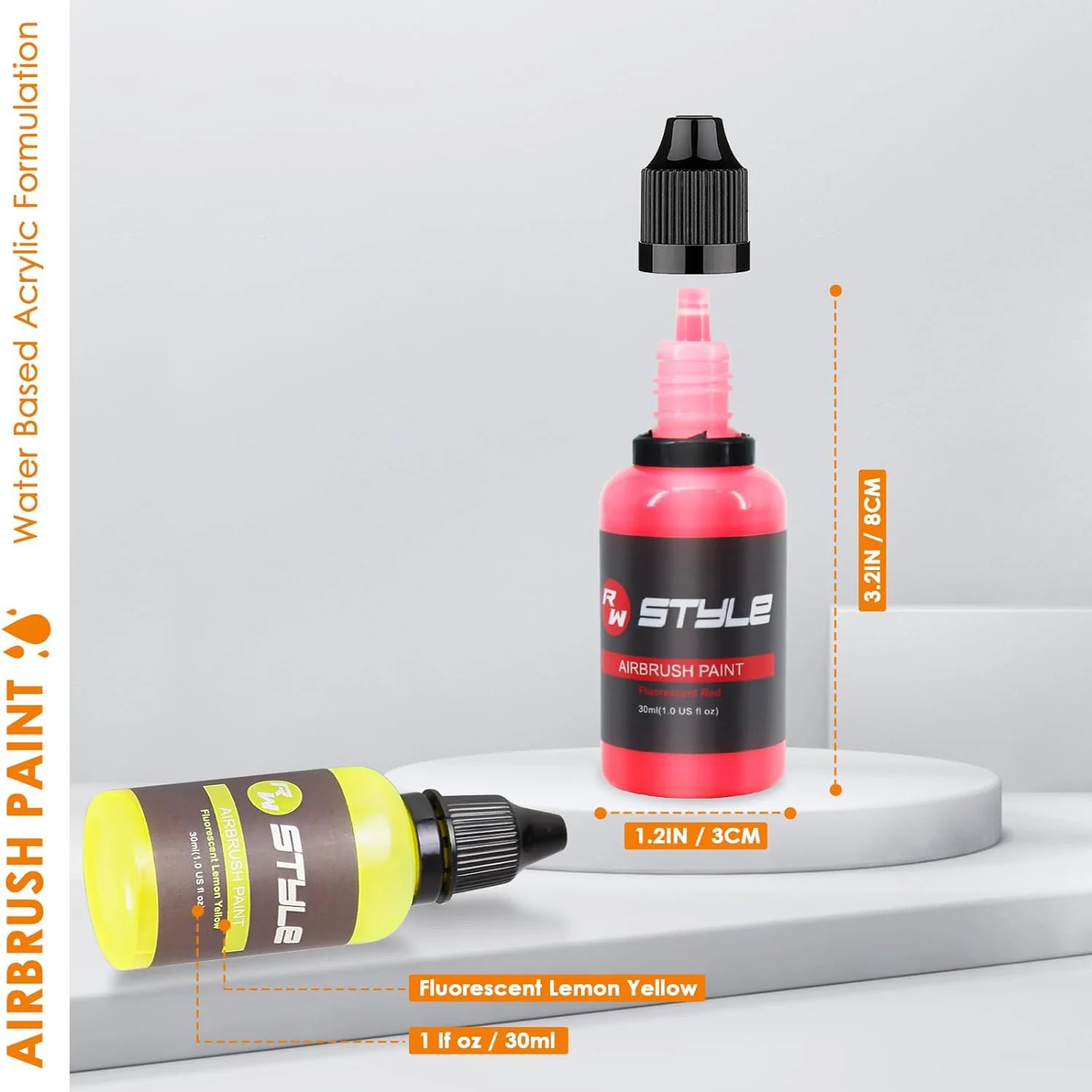 16-Color Airbrush Paint Set – Opaque Acrylic Paint, Water-Based & Ready to Spray (1 fl oz Bottles)