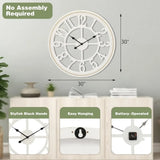30-Inch Farmhouse Wall Clock – Large Wooden Silent Wall Clock with Boho Beads | Rustic Battery-Operated Easy-Read Design