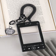 Music Player-Shaped Acrylic ID Card Holder with Glitter Badge Reel – Clear Card Sleeve with Keyring Accessory