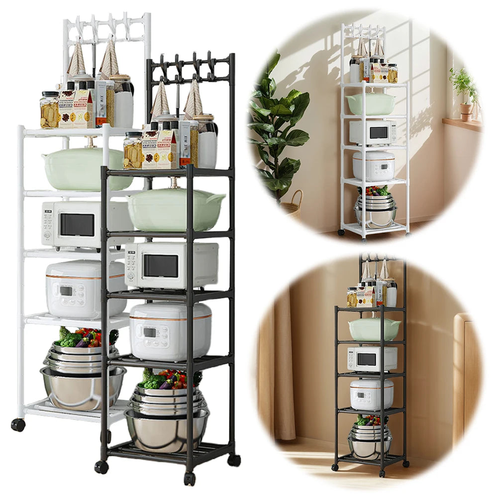 5-Tier Heavy-Duty Storage Shelves Unit – Rolling Rack with Wheels for Laundry, Kitchen & Garage