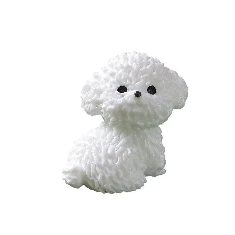 Mini Bichon Frise Dog Figurine – Cute Miniature Craft Ornament for Home, Desk, Car & Kids’ Room Décor