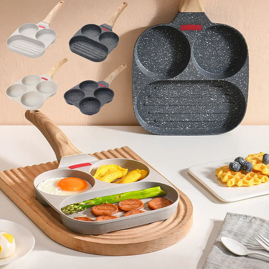 2-4 Holes Thickened Non-Stick Omelet & Pancake Frying Pan – Multi-Hole Breakfast Maker