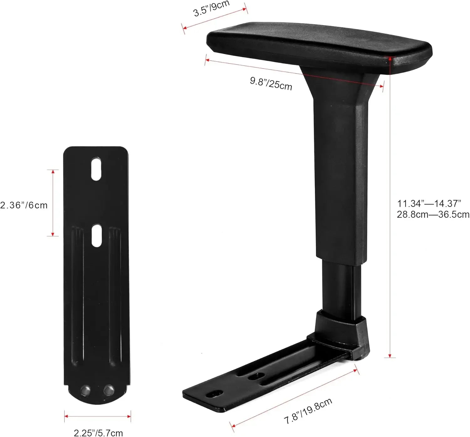 3D Adjustable T-Arms Armrest Pair – Universal Replacement Parts with Upright Brackets for Office & Gaming Chairs