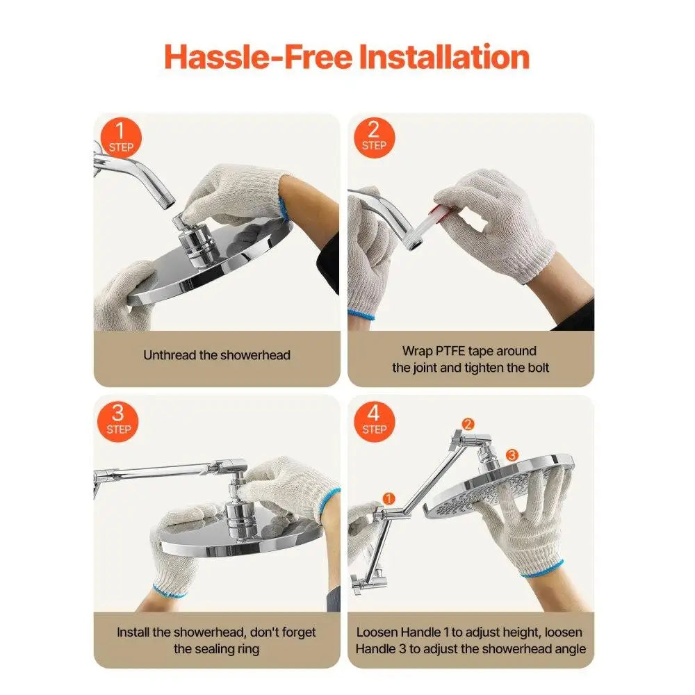 Adjustable 16-inch Shower Head Extension Arm – Height & Angle Adjustable G1/2 Mount
