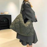 Women’s Quilted Padded Shoulder Tote – Lightweight Large-Capacity Satchel for Fall/Winter