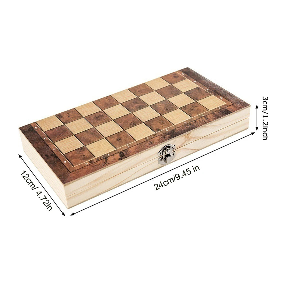 “Magnetic Wooden Folding Chess Set – Portable Felted Board with Interior Storage, Classic Game for Kids & Adults”